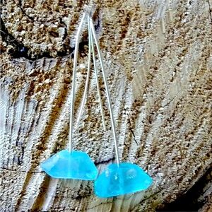 Aquamarine & 925 French wire Gem Drop Earrings